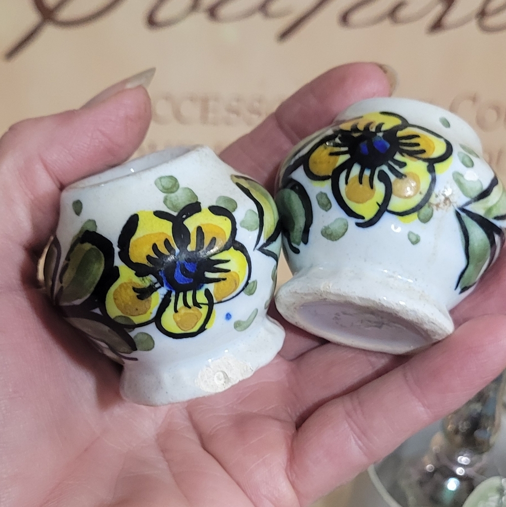 Antique hand painted candlestick holders